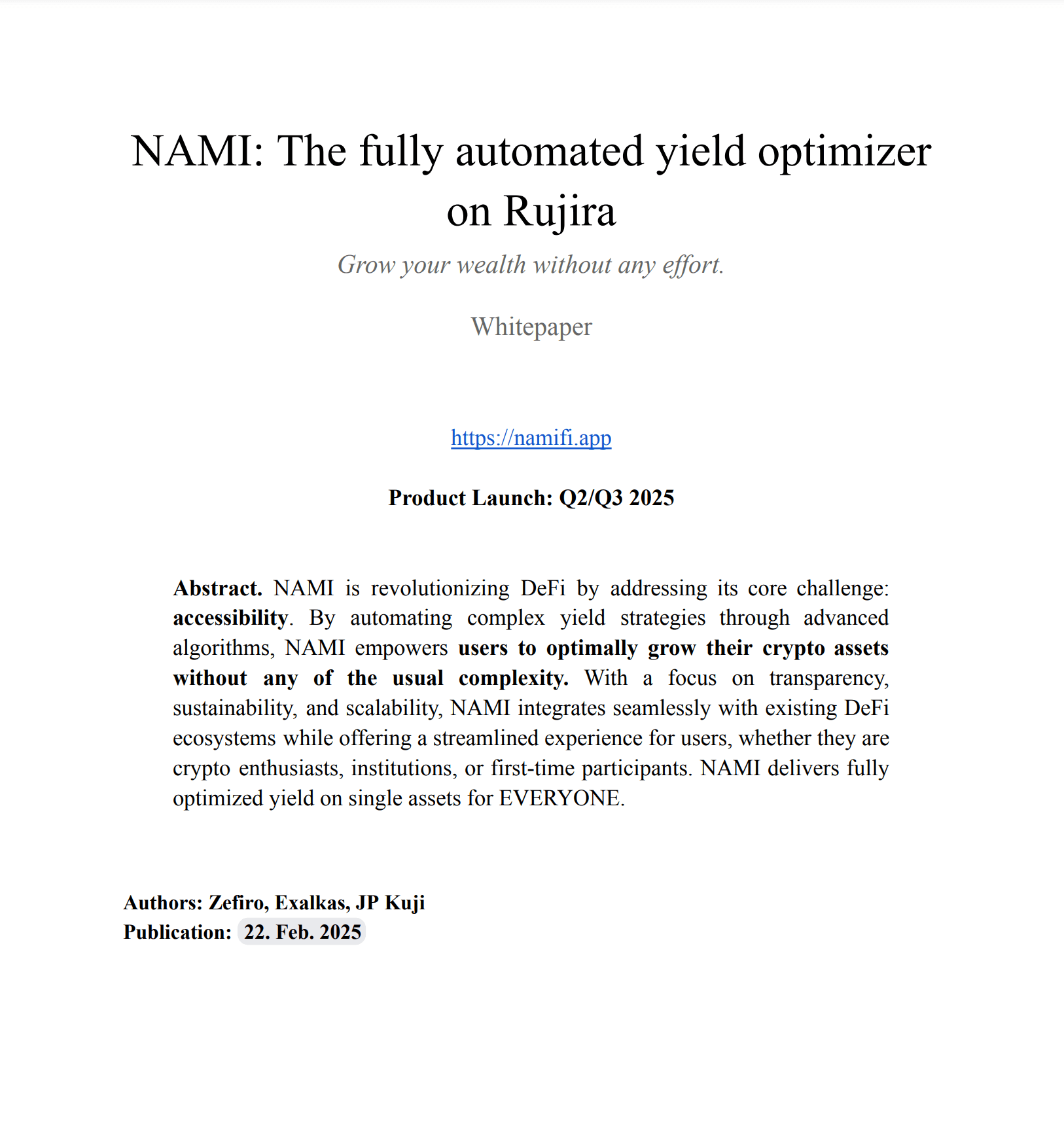 NAMI Whitepaper Cover