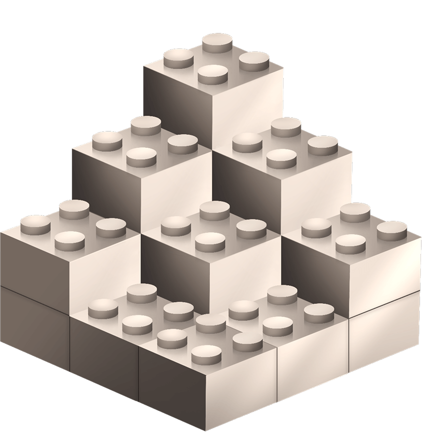 Lego bricks forming a pyramid